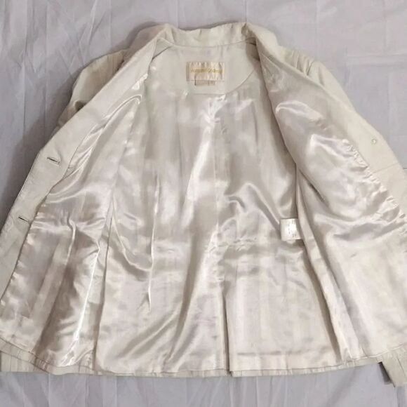 VTG 80s Margaret Godfrey White Leather Patchwork Fitted Jacket Size 6 *Small - Picture 11 of 15